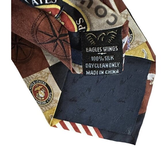 Eagle Wings Tie US Marines Corps USMC Dog Flag Military Logo Silk Necktie - Picture 8 of 8